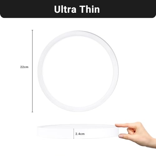 Ultradünne runde LED-Deckenleuchte, 22 cm, 2,4 cm Höhe, weiß