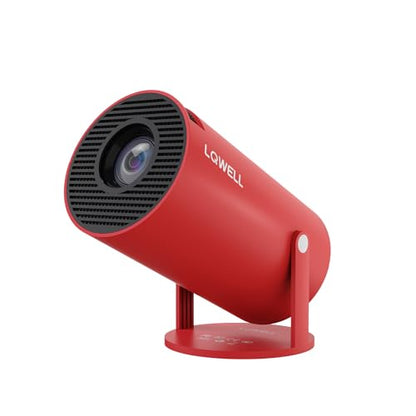 LQWELL® Mini-Projektor in Rot mit Standfuß und Frontlinse