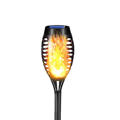 Solar-Fackelleuchte mit LED-Flammeneffekt, schwarze Laterne mit Solar-Aufsatz