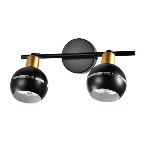 LQWELL® LED-Deckenstrahler, zwei schwarze Kugelspots mit goldenen Akzenten, schwenkbar