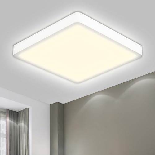 LQWELL® LED-Deckenleuchte, flaches quadratisches LED-Panel mit weißem Rahmen