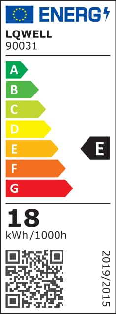 Energieeffizienzlabel der LED-Deckenleuchte LQWELL 90031, Klasse E, 18 kWh/1000h