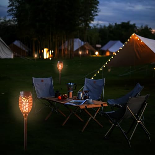 Solar-Fackelleuchten mit LED-Flammeneffekt, leuchtende Laternen im Gartenbereich
