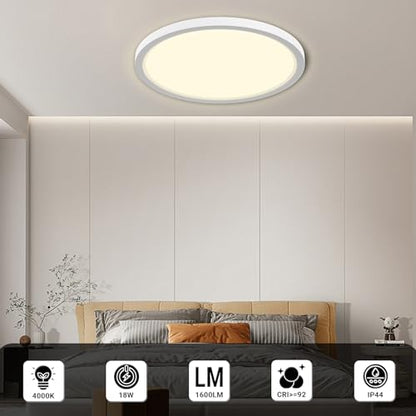 Runde flache LED-Deckenleuchte mit LED-Lichtscheibe, weißer Rand
