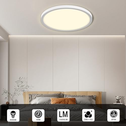 Runde LED-Deckenleuchte mit flachem Profil und gleichmäßig leuchtender Fläche
