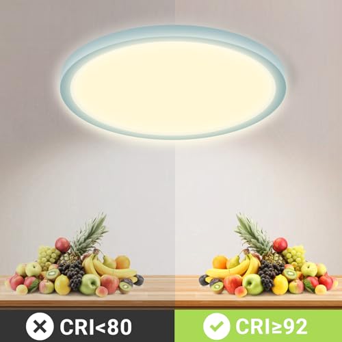 Runde LED-Deckenleuchte mit warmweißem Licht und umlaufendem Rahmen