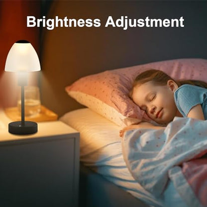 LED-Tischlampe mit Touch, warmweißes Licht, weißer Schirm, schwarzer Sockel