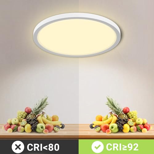 Runde LED-Deckenleuchte mit warmweißem Lichtkreis, gleichmäßige Ausleuchtung
