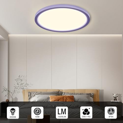 LQWELL® LED-Deckenleuchte rund, lila Rand; 4000 K und CRI≥92