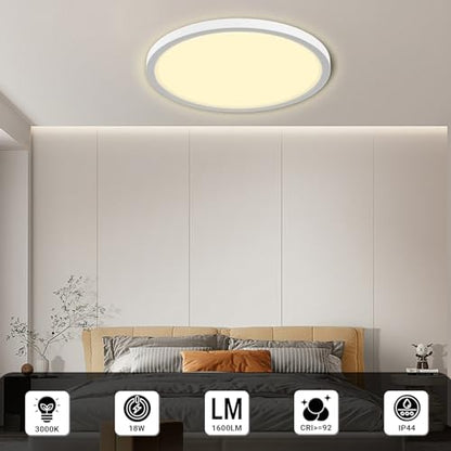 Flache runde LED-Deckenleuchte mit warmweißem Licht, weißes Gehäuse, 18 W