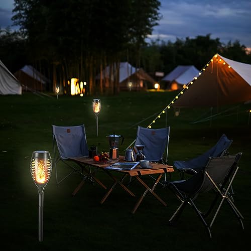 Solar-Fackeln für den Außenbereich: schwarze LED-Gartenfackeln mit Flammenlichteffekt