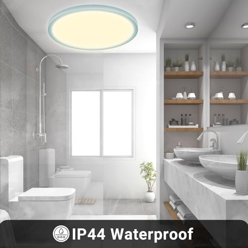 Runde LED-Deckenleuchte mit warmweißem Licht, IP44 wasserfest
