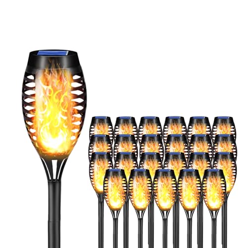 Solar-Fackeln LQWELL®: schwarze Garten-LEDs mit Flammenoptik, mehrere Stück