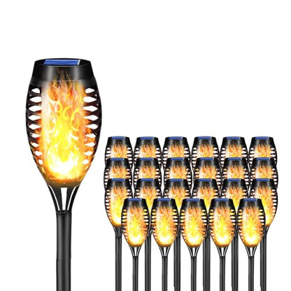 Solar-Fackeln LQWELL®: schwarze Garten-LEDs mit Flammenoptik, mehrere Stück