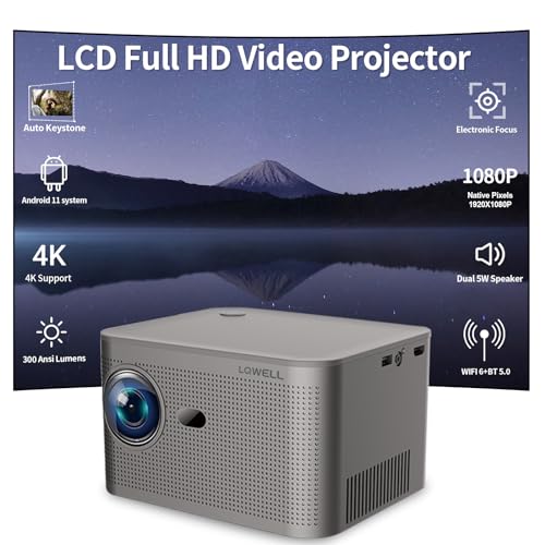 Mini-Projektor LQWELL® grau mit Frontlinse und Lüftungsschlitzen, kompakte Form