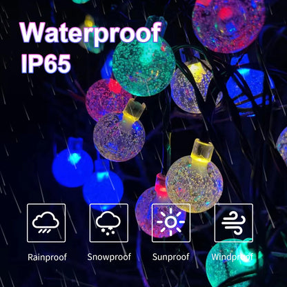 Solarlichterkette mit IP65-Schutz, regenfesten Kugellichtern und Windfest-Design