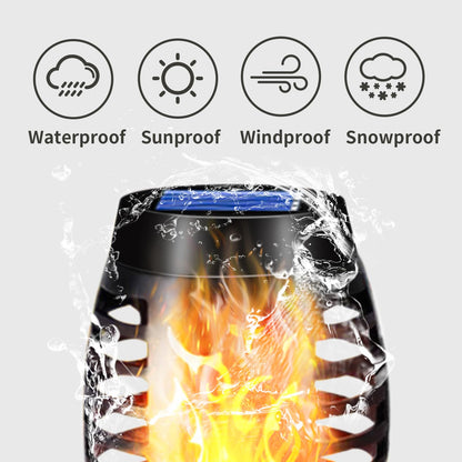 Solarleuchte-Fackel mit Flammen-LED, schwarze Laterne mit Wasserspritzschutz-Look