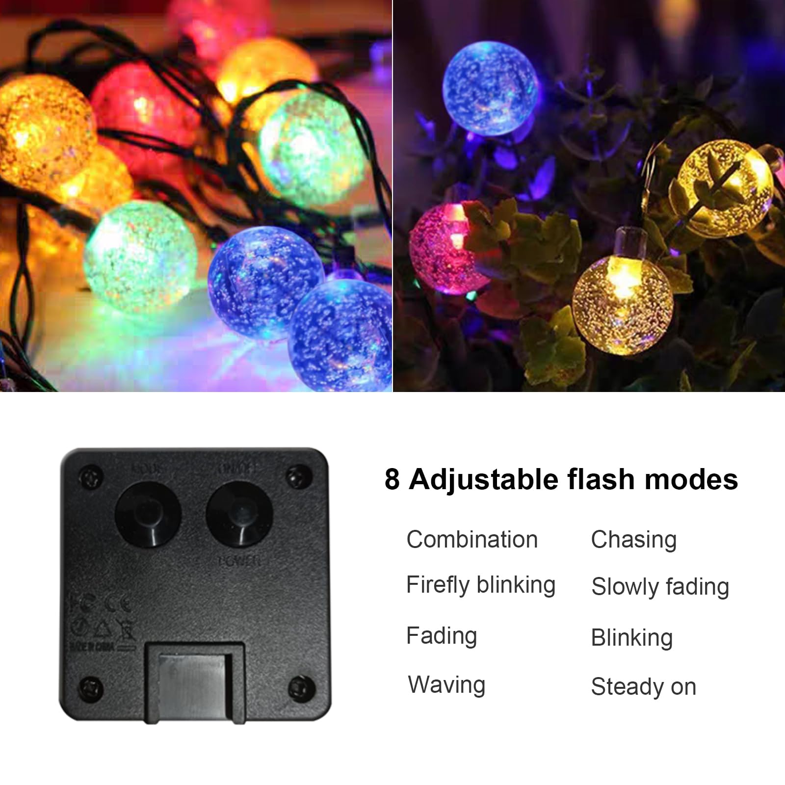 Steuerbox der Solarlichterkette mit 8 Modi: Kombination, Fading, Blinken